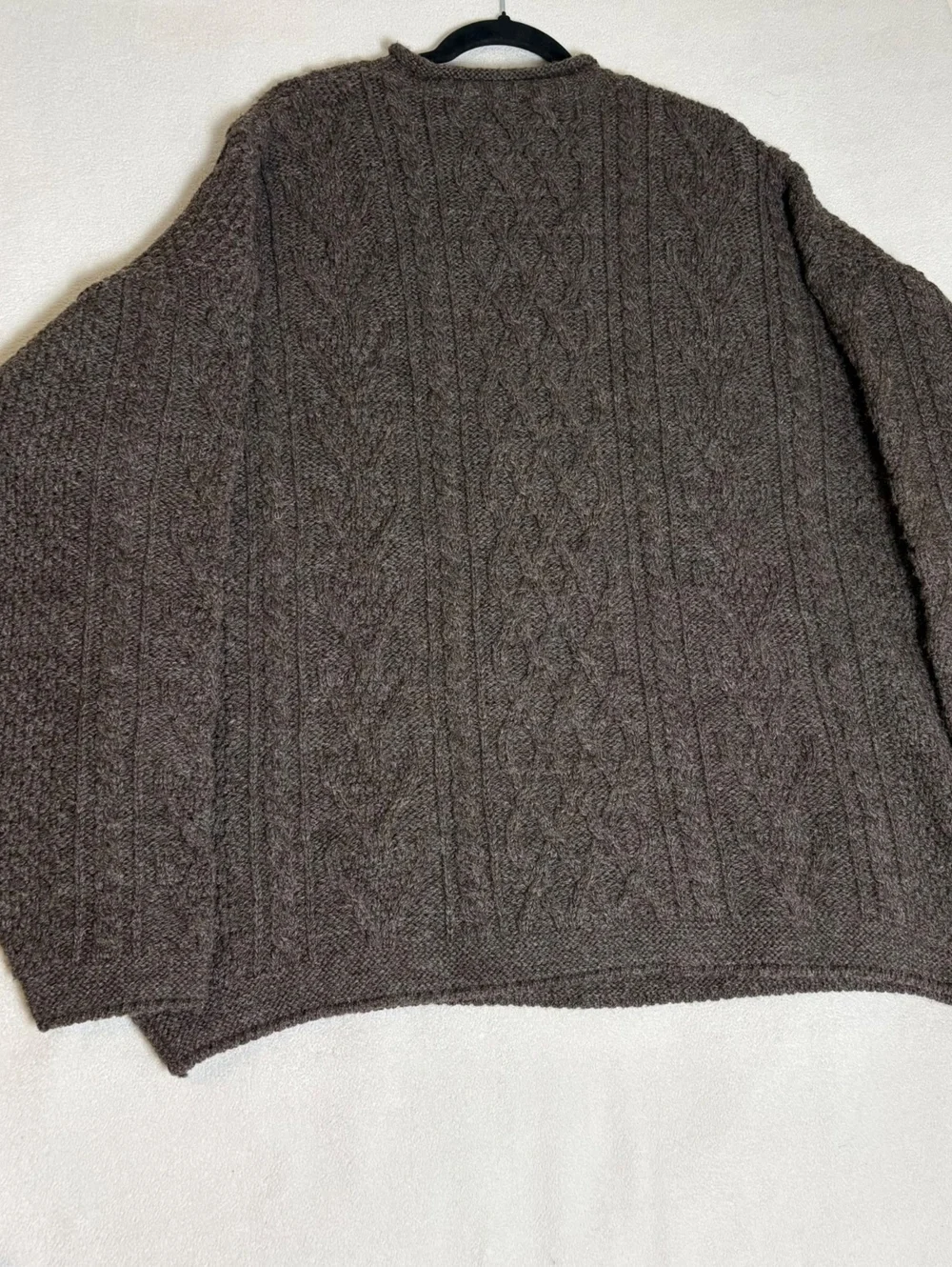 Natural Instincts 100% Pure Wool Brown Cable Knit Sweater XXL Made in Ireland